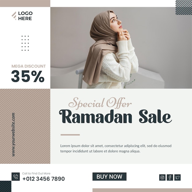 Ramadan kareem sale banner publicación en redes sociales o publicación de banner de venta de instagram