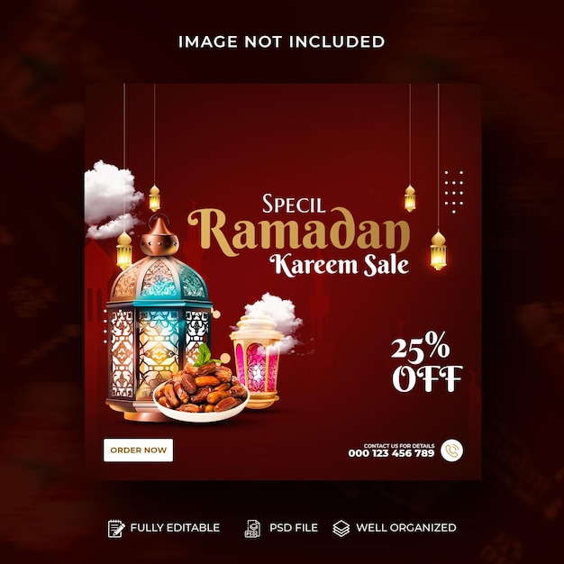 PSD ramadan kareem sale modèle de conception de post sur les réseaux sociaux islamiques psd