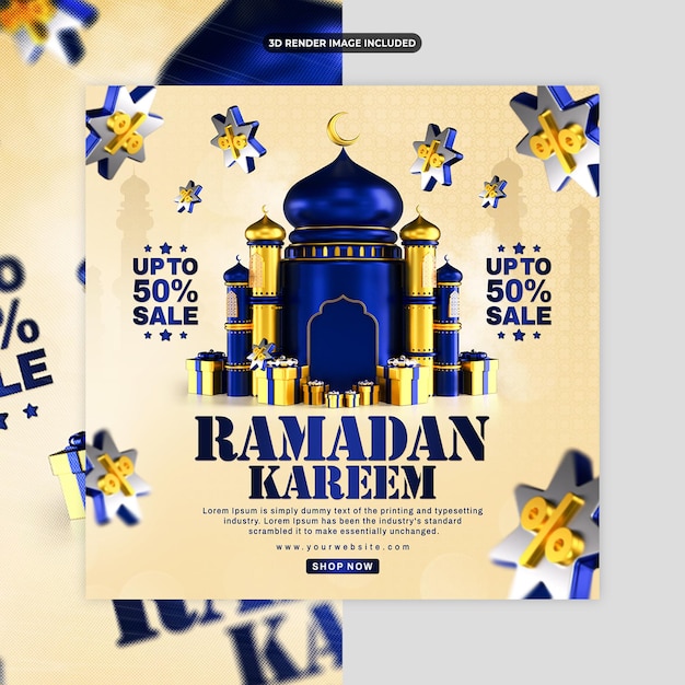 PSD ramadan kareem sale modèle de post sur les réseaux sociaux et instagram