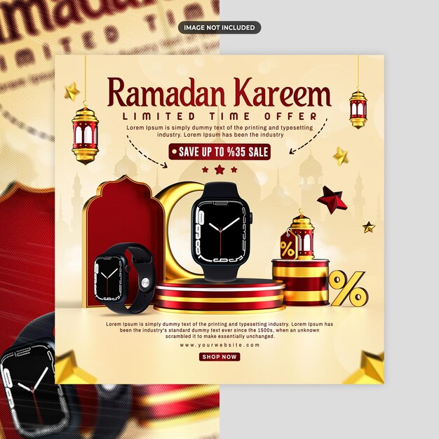 PSD ramadan kareem sale modelo de postagem de mídia social e instagram
