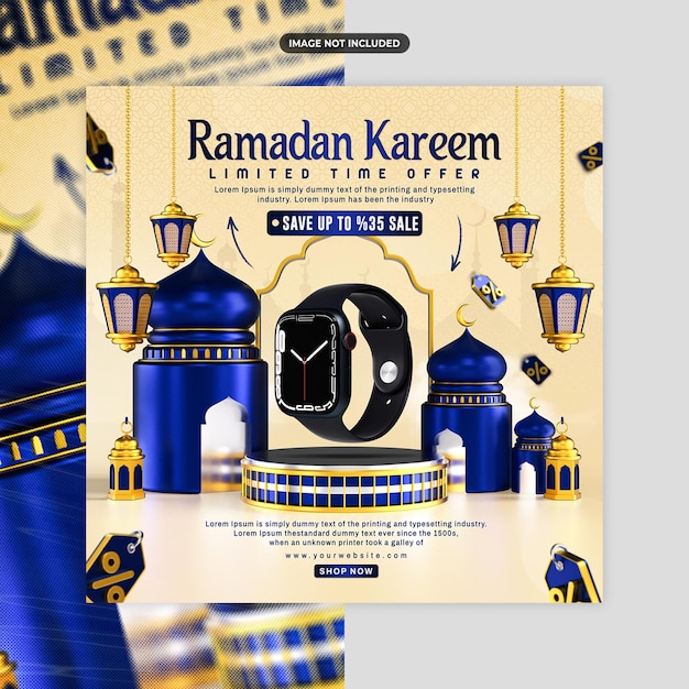 PSD ramadan kareem sale las redes sociales y la plantilla de publicaciones de instagram