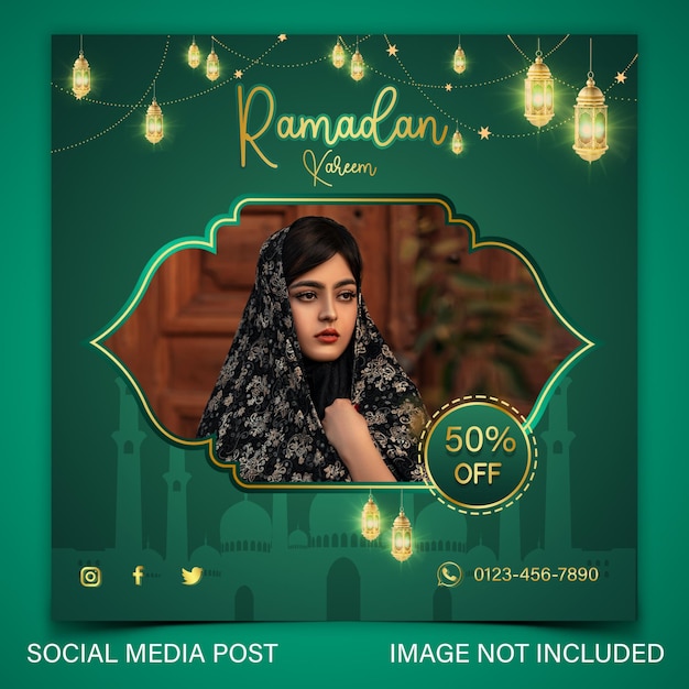 Ramadan kareem salle ou post de mídia social com desconto