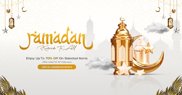 Ramadán Kareem Saludos islámicos Las redes sociales Estampa de diseño de pancartas
