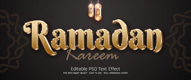 Ramadán kareem texto editable efecto de texto de estilo 3D