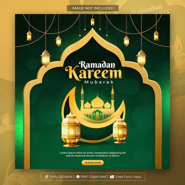 Ramadán Kareem tradicional festival islámico religioso plantilla de banner de las redes sociales