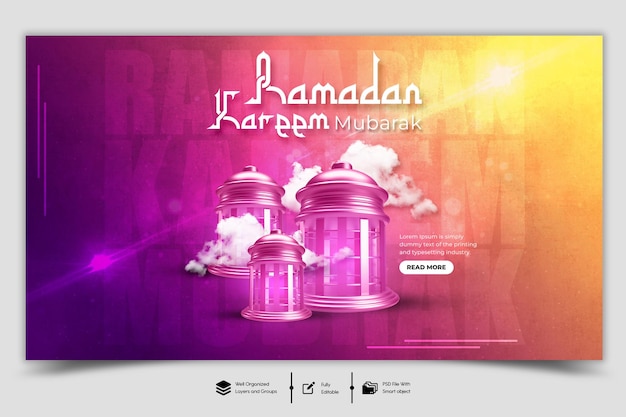 PSD ramadan kareem traditionelles islamisches fest religiöses web-banner