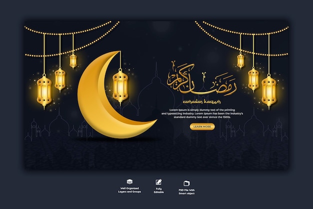 Ramadan Kareem traditionelles islamisches Festival religiöses Webbanner