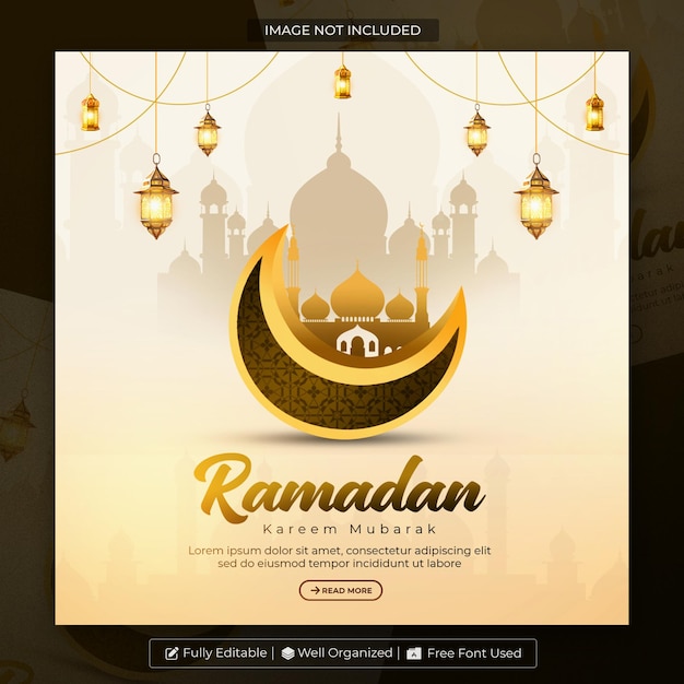 Ramadan Kareem tradizionale festa islamica religiosa modello di banner per i social media