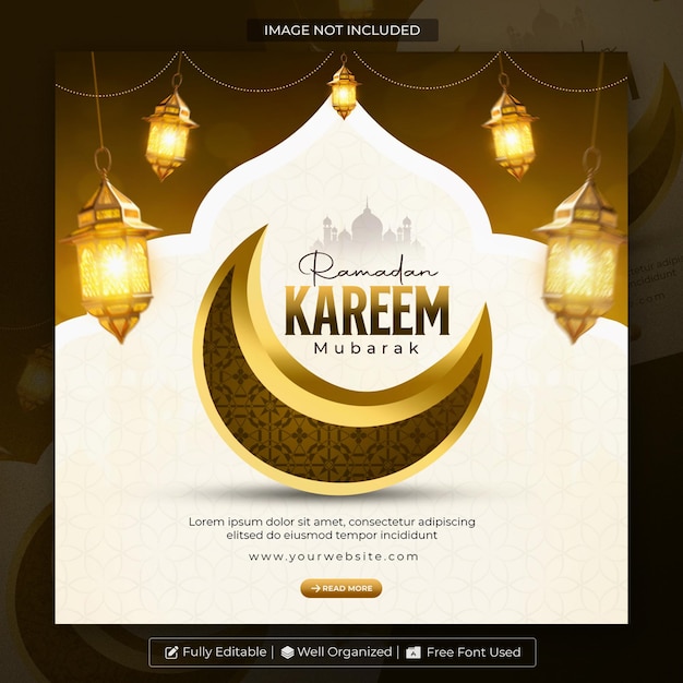 Ramadan Kareem tradizionale festa islamica religiosa modello di banner per i social media