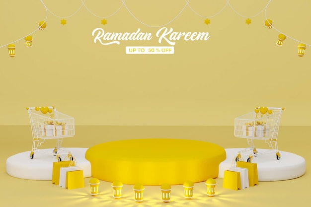 Ramadan Kareem vendita 3d rendering banner sfondo