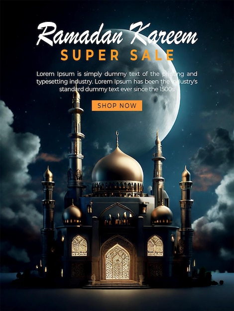 Ramadán Kareem venta de fondo con la mezquita