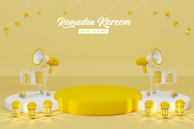 PSD ramadan kareem verkauf 3d rendering banner hintergrund