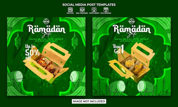 Ramadan kareem-verkaufsplakat oder instagram-beitragsvorlage für soziale medien