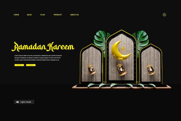 Ramadan Kareem-Webseite mit schwarzem Hintergrund