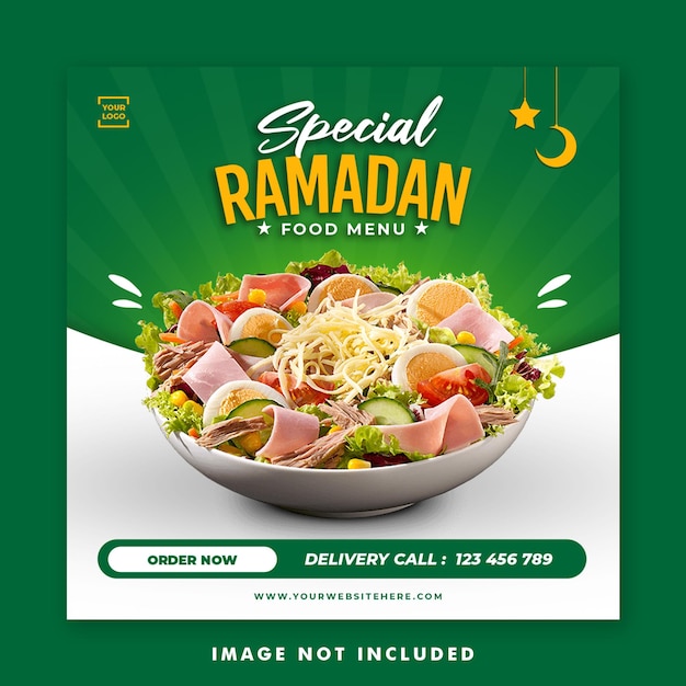Ramadan menü promotion social media post banner vorlage für restaurant