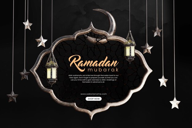 PSD ramadan mubarak 3d banner design vorlage