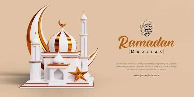 Ramadán Mubarak 3D plantilla de diseño de banner de las redes sociales