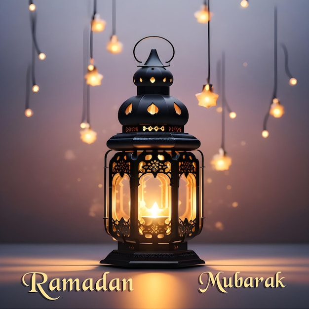 PSD ramadan mubarak apenas uma lanterna ramadan e um fundo escuro 10