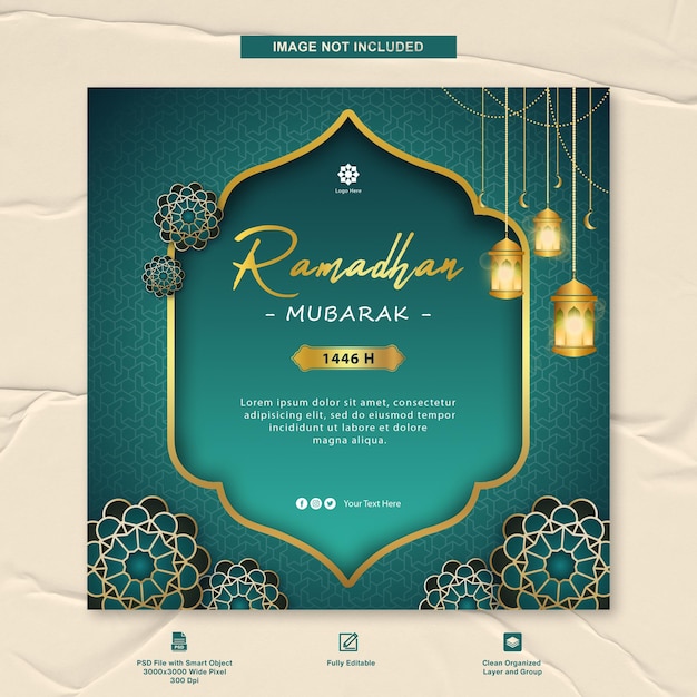 Ramadan Mubarak Banner Instagram Post Vorlage Design für islamische Feierlichkeiten