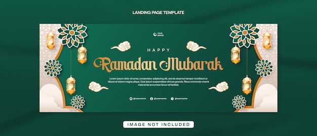 Ramadan Mubarak Diseño de plantilla de bandera de portada de Facebook con fondo islámico