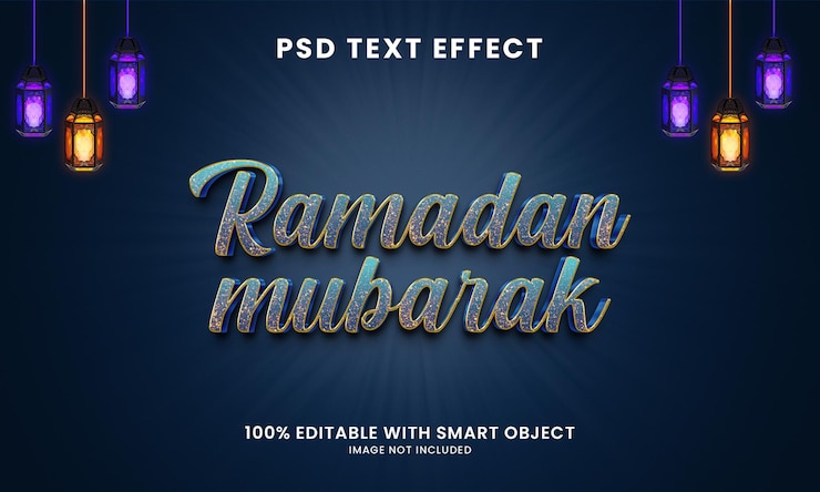 PSD ramadán mubarak efecto de texto editable 3d