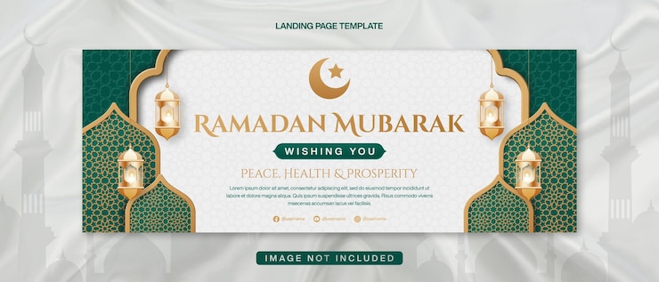 PSD ramadan mubarak facebook cover banner vorlage mit laterne und islamischem hintergrund