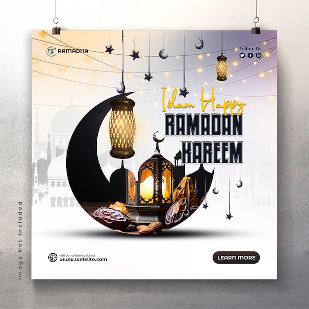 PSD ramadan mubarak festival islâmico modelo de design de postagem de mídia social