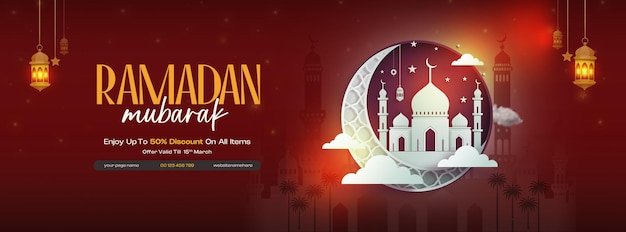 Ramadán Mubarak Festival Islámico Las redes sociales Diseño de portadas plantilla