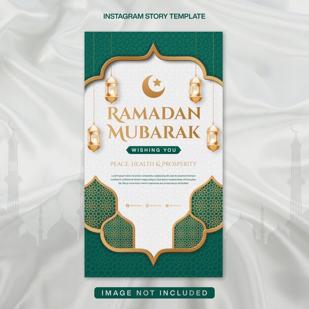 Ramadan Mubarak Instagram Story Banner Vorlage mit Laterne und islamischem Hintergrund