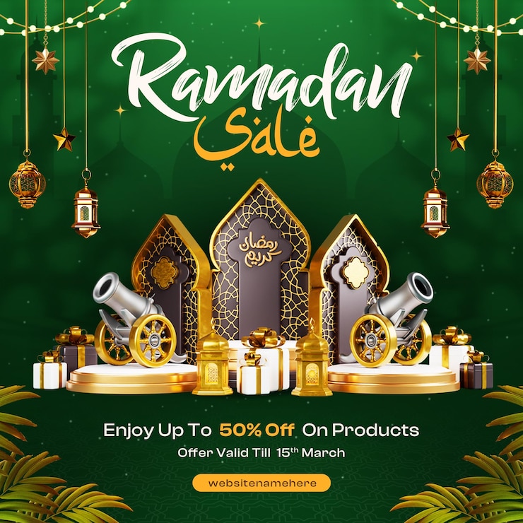 PSD ramadan mubarak islamic festival design template