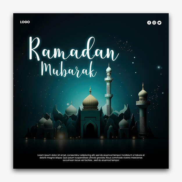 PSD ramadan mubarak les médias sociaux ont publié un dépliant de ramadan mubarak.