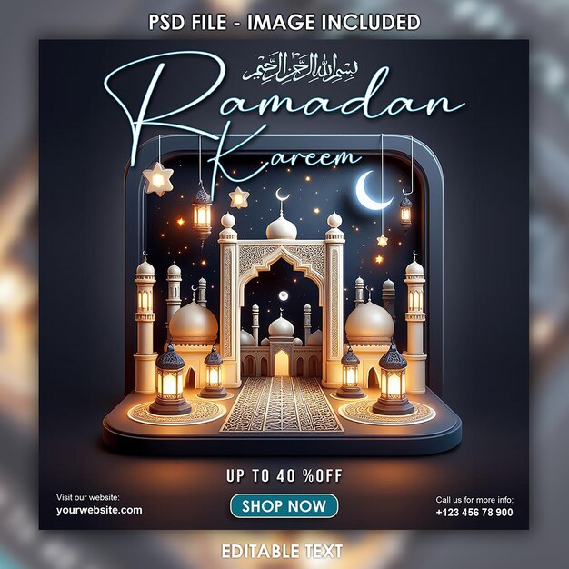 PSD ramadán mubarak plantilla de publicaciones en las redes sociales archivo psd