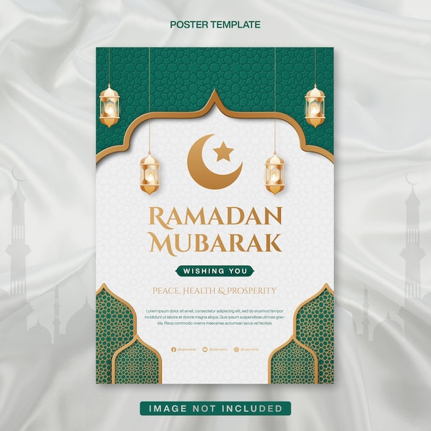 Ramadan Mubarak Poster Banner Vorlage mit Laterne und islamischem Hintergrund
