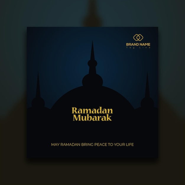 PSD ramadan mubarak social media post banner com mesquita dome psd