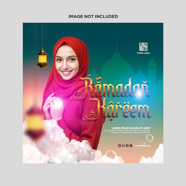 PSD ramadan mubarak texto editable diseño de póster para el psd