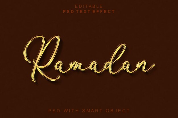 Ramadan oro y lujo efecto de texto 3D