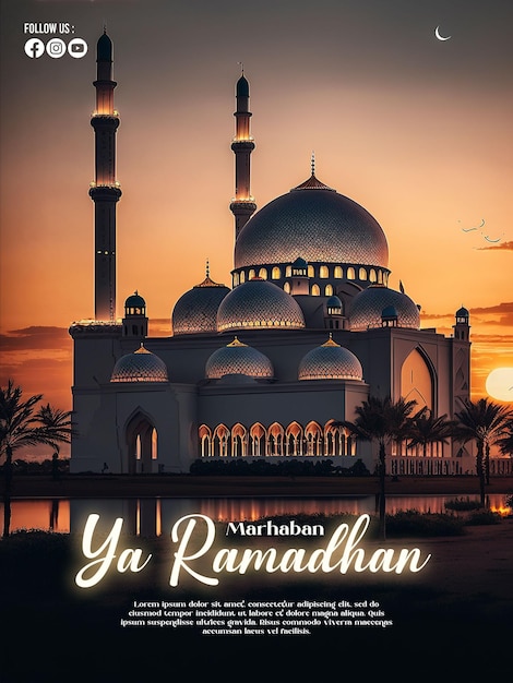 Ramadan-Plakat mit Foto der schönen Moschee