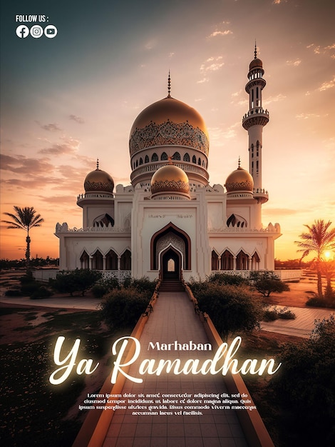 Ramadan-Plakat mit Foto der schönen Moschee