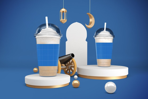Ramadan plastic cups mockup