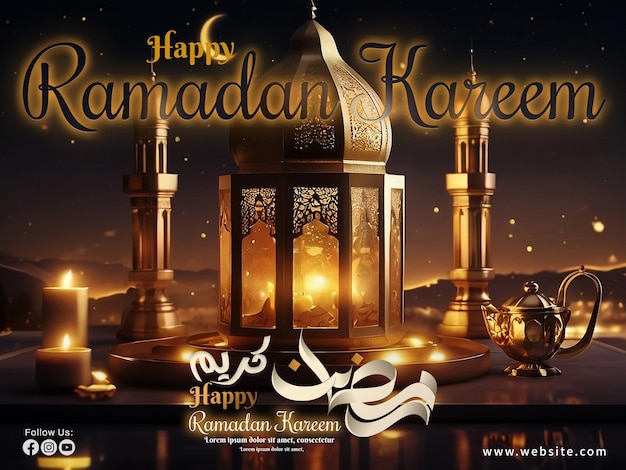 Ramadan-poster mit foto von laternen und mond