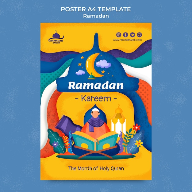 Ramadan-poster-vorlage im flachen design