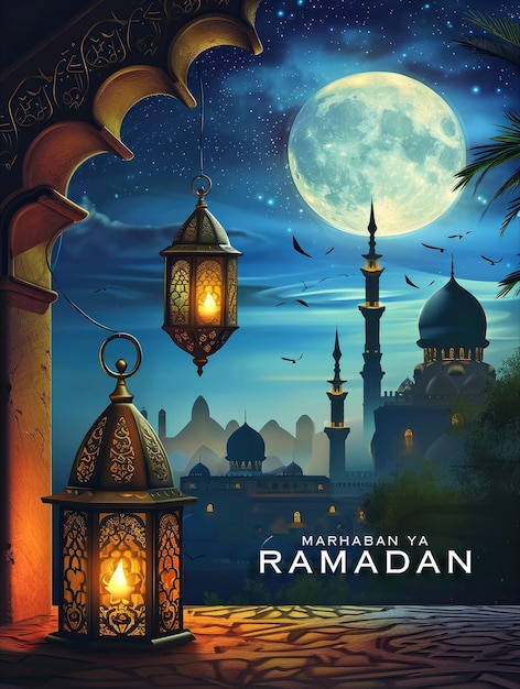 Ramadan-poster-vorlage und ramadan-media-vorlage für soziale posts.