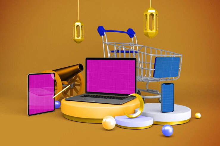 PSD ramadan responsive shopping mockup