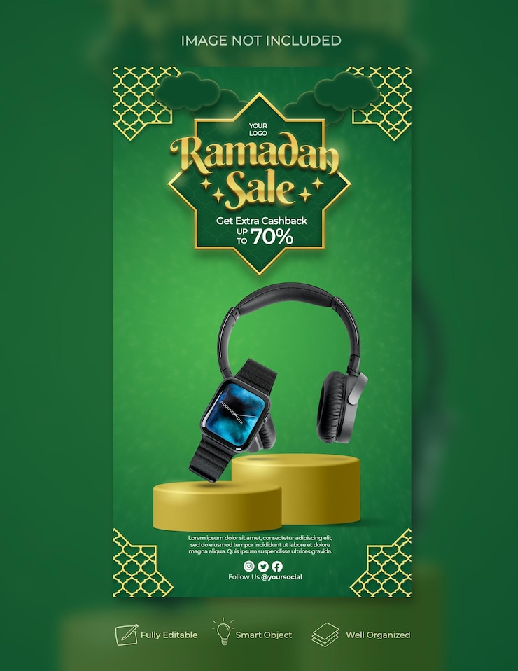 PSD ramadan sale promotion social media and instagram story