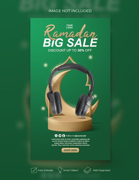 PSD ramadan sale promotion social media und instagram story