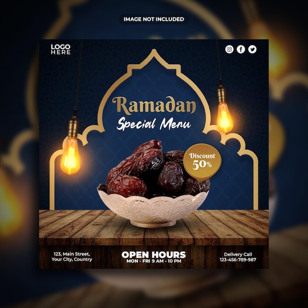 Ramadan-sondermenü social-media-beitragsvorlage