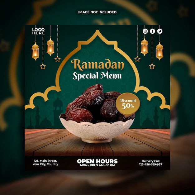 Ramadan-Sondermenü Social-Media-Beitragsvorlage