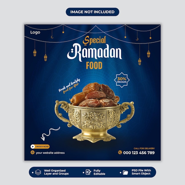 PSD ramadan special ifter food menu plantilla de publicación en redes sociales premium psd