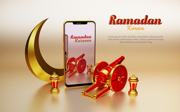 Ramadan special phone mockup 3d-rendering