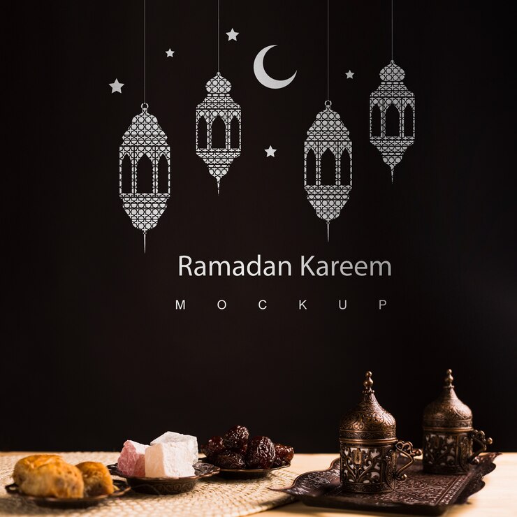 PSD ramadan-stillleben mit exemplar